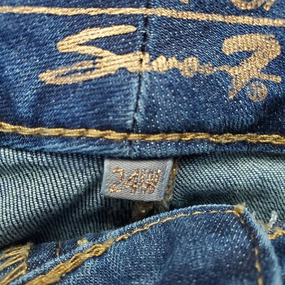 Melissa McCarthy & Seven7 Jeans Womens 24W Blue Skinny Distressed Denim Stretch - Picture 3 of 14